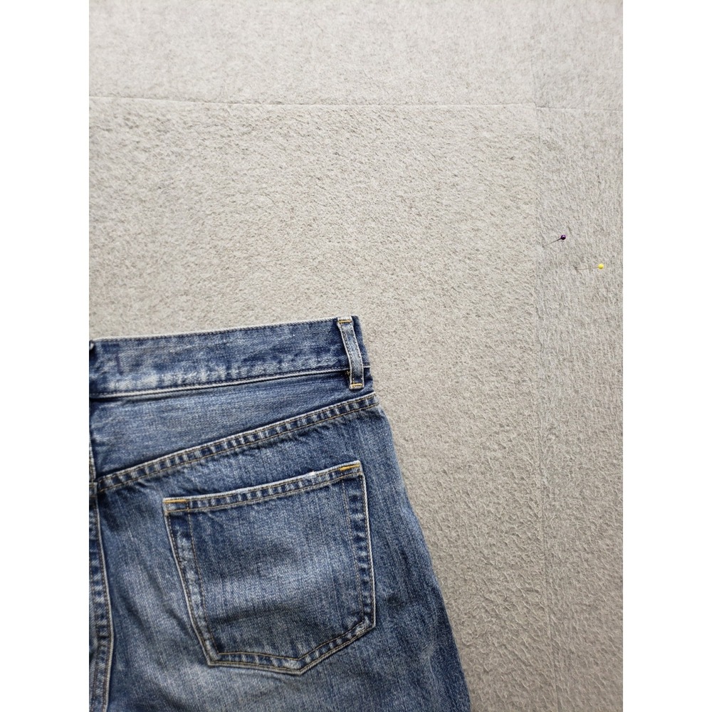 Uniqlo Women Short 26 Blue Distressed Logo 5 Pocket 100% Cotton Casual Denim - Picture 15 of 16